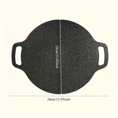 1pc Parrilla Coreana - Placa Circular de Hierro Fundido y Acero Inoxidable Antiadherente con Fumado Ligero, Portátil para Uso en Casa y Exterior, Sin Necesidad de Electricidad, Utensilios de Cocina Duraderos