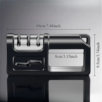 AFILADOR DE COCINA SHARPNESS 4-en-1 - Sistema de Afilado Multietapa con Piedra de Diamante, Mango Ergonómico y Ángulo Ajustable para un Afilado Óptimo, Largo de 19.0 cm, Alto de 9.5 cm