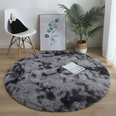 1pc Alfombra redonda suave y esponjosa, alfombra de fibra de poliéster lavable antideslizante para sala de estar, dormitorio, sala de juegos, dormitorio, sofá, decoración de habitación para adolescentes, patrón geométrico, hecha a máquina, tejido de punt
