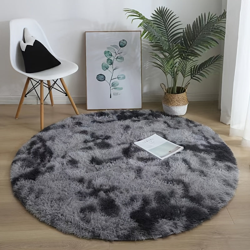 1pc Alfombra redonda suave y esponjosa, alfombra de fibra de poliéster lavable antideslizante para sala de estar, dormitorio, sala de juegos, dormitorio, sofá, decoración de habitación para adolescentes, patrón geométrico, hecha a máquina, tejido de punt