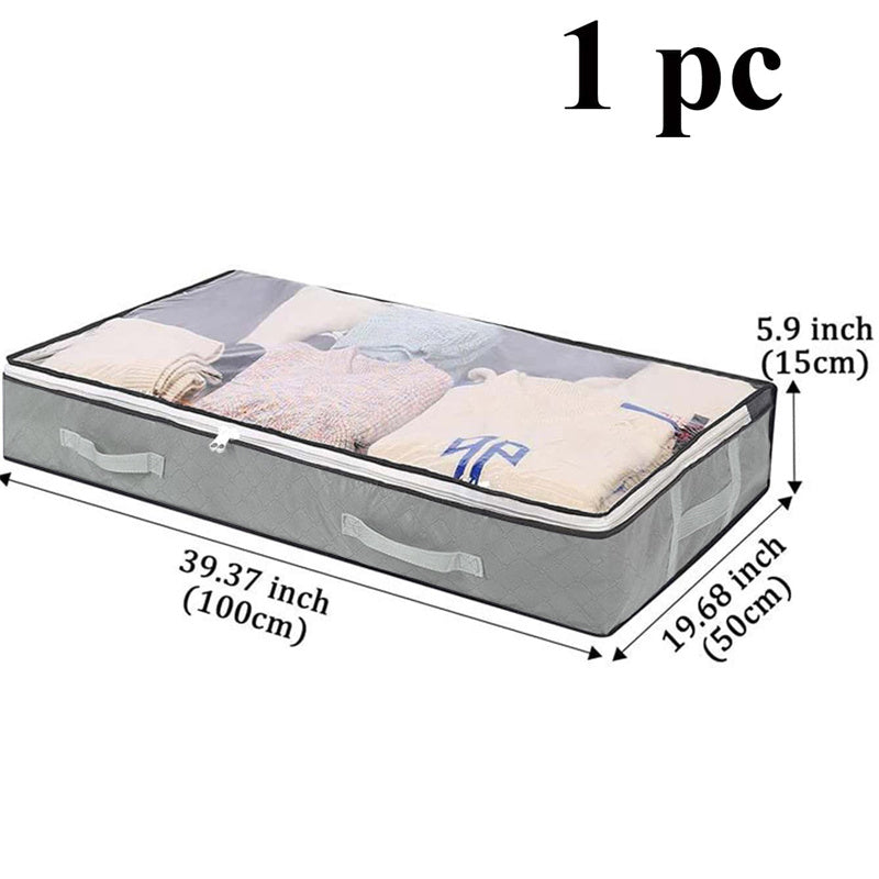 Caja de almacenamiento para debajo de la cama con tapa abatible - Organizador de tela no tejida resistente para cobijas, ropa y ropa de cama | Contenedor multiusos ahorrador de espacio, diseño contemporáneo, organizadores y almacenamiento para dormitorio