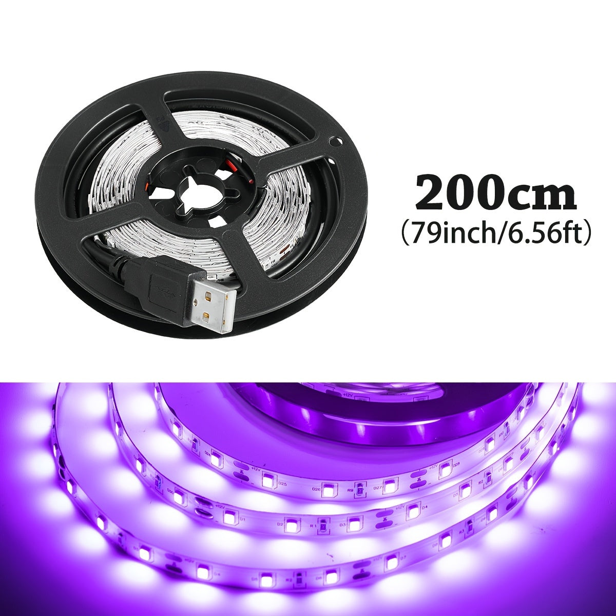 Tira de luces UV negra de 99.97 cm - 15.0 metros, 600 a 9000 LEDs, 385-400 nm, 5V, flexible, autoadhesiva, luces negras para fiestas con brillo, cumpleaños en interiores, Halloween/Navidad/Día de San Valentín, pintura corporal, conector USB