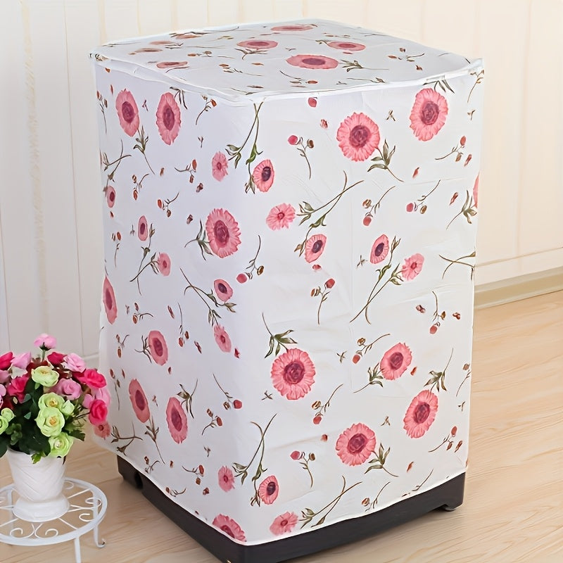 1pc Cubierta para Lavadora - Protector de Máquina de Ropa PEVA Resistente con Estampado Floral (Verde/Azul/Amarillo/Naranja/Marrón/Blanco), Apto para Lavadoras Frontal/Superior, Antisalpicaduras y Antipolvo, Fácil de Limpiar, Compatible con la Mayoría de