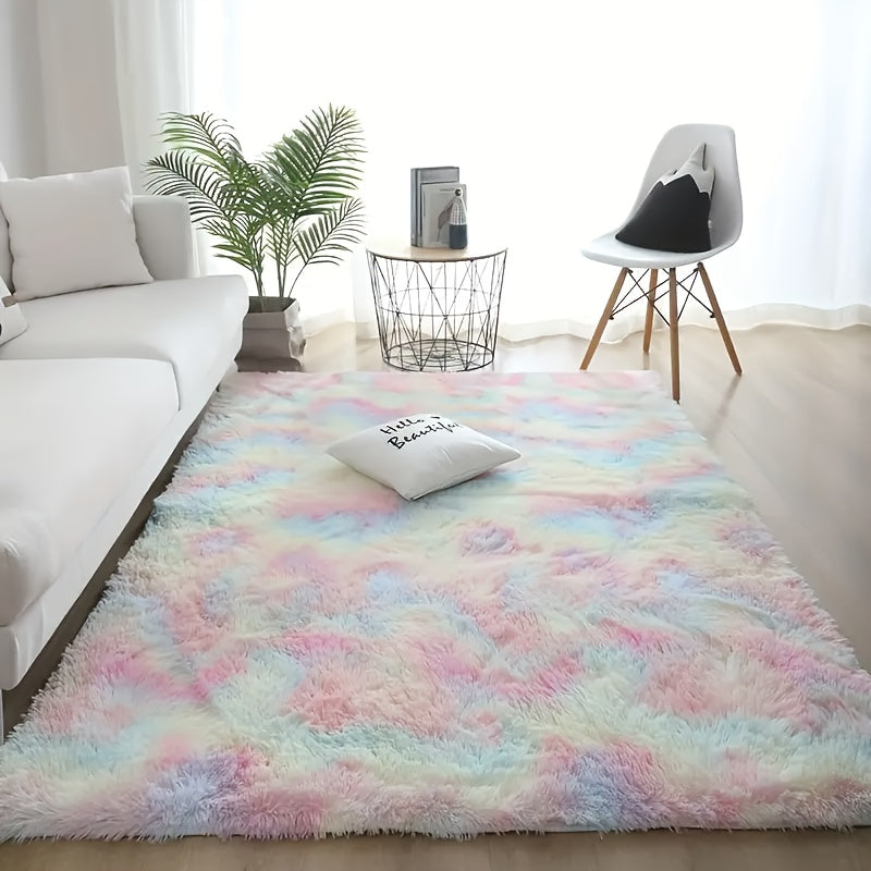 1 pieza de alfombrilla de dormitorio de poliéster con diseño de nudo y colorido - Alfombrilla suave con pelo largo, lavable en máquina, cómoda y elegante para espacios interiores, tejido de alta calidad, accesorio de decoración del hogar, cubierta de pis