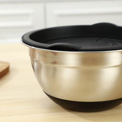 Juego de 5 tazones tapados para cocina, acero inoxidable, ideal para hornear, preparar, cocinar y servir, diseño en capas que ahorra espacio de almacenamiento
