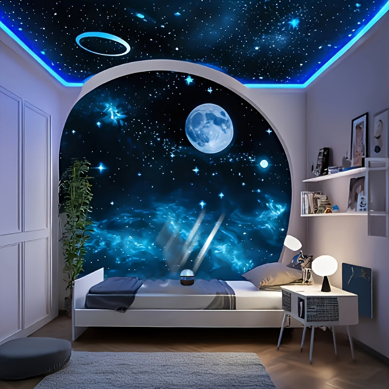 YETHKE Luz de Proyección Ondulante Maravillosa - Efectos Giratorios Multicolor y Cielo Estrellado, Brillo Ajustable, Decoración Perfecta para Dormitorio o Ambiente Festivo, Regalo Hermoso para Cumpleaños