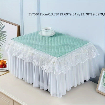 Cubierta Elegante de Encaje Floral para Microondas y Hornos - Ajuste, Poliéster a Prueba de Aceite con Borlas Decorativas, Perfecta para Electrodomésticos de Cocina, Horno Microondas