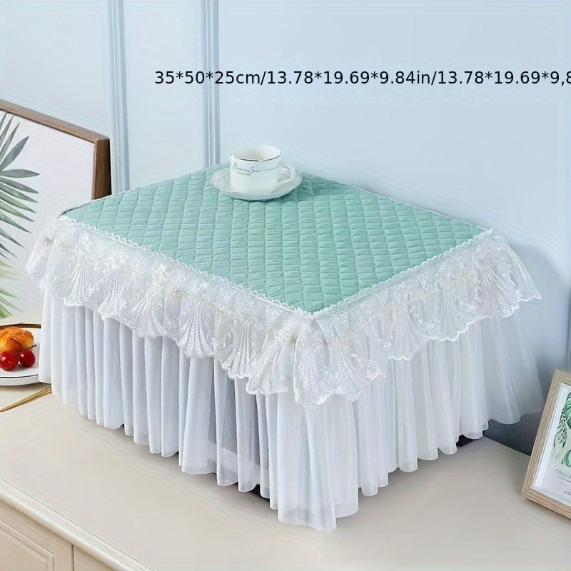 Cubierta Elegante de Encaje Floral para Microondas y Hornos - Ajuste, Poliéster a Prueba de Aceite con Borlas Decorativas, Perfecta para Electrodomésticos de Cocina, Horno Microondas