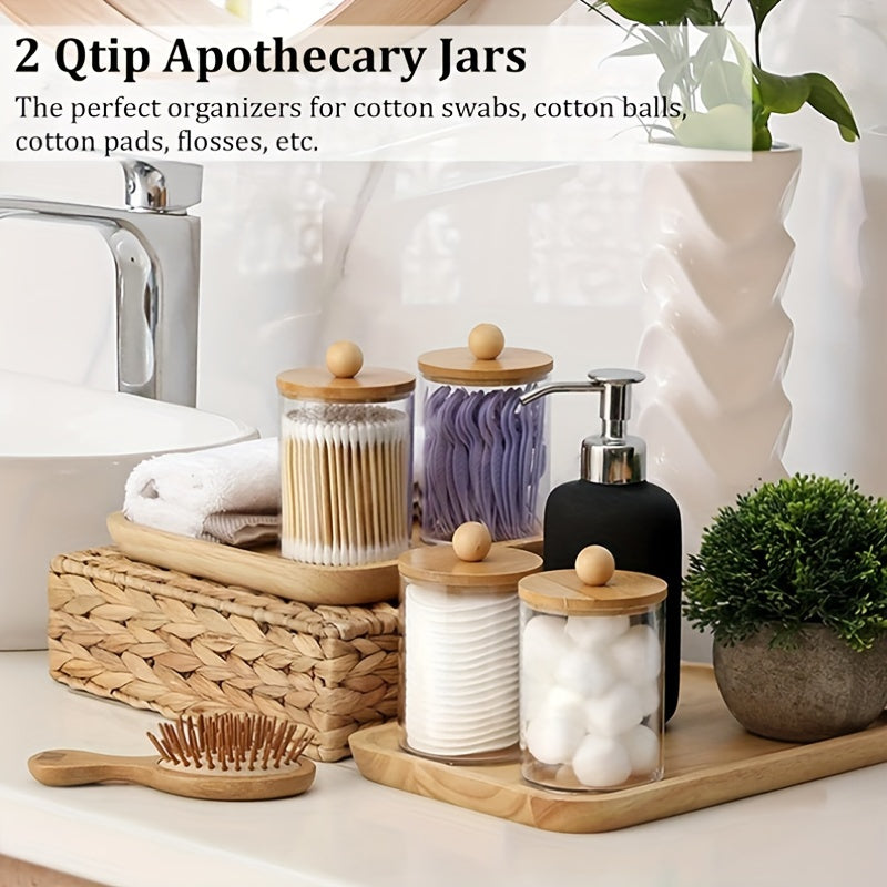 4 piezas de accesorios para baño: dispensador de jabón, frascos para hisopos, portacepillos, caja de almacenamiento decorativa estilo boho, decoración estética para baño, hogar, cocina y dormitorio