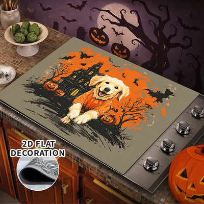 Tapete Protector de Estufa 2D Plano con Forro de Goma, Decoración de Cocina para Halloween - Ideal para Cualquier Cocina, 1 Pieza
