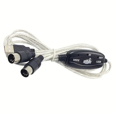 1pc 2-en-1 Cable Convertidor USB a MIDI, 16 Canales Cable de Interfaz Redonda Macho a Hembra Cat5e, Adaptador de Teclado Sintetizador Plug & Play para PC, Estudio de Música, Portátil, Windows, Mac - No Se Requiere Batería