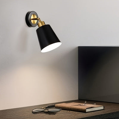 1/2pcs, Lámpara de Pared Moderna para Interior, Cuerpo Metálico Dorado con Pantalla, Portalámparas E27, Instalación Directa, Ideal para Dormitorio, Sala o Pasillo, Bombilla No Incluida