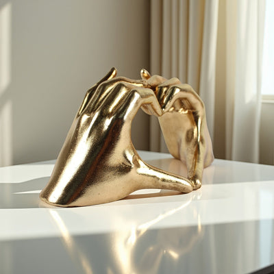 1pc Escultura abstracta de manos de amor en resina dorada, estatua decorativa para interiores/exteriores, acento versátil para la habitación, no necesita energía.