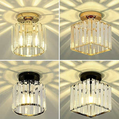 Lámpara de techo moderna con colgante de cristal - Marco de metal negro elegante, montaje semi-inclinado, brillo cálido para sala de estar, dormitorio o oficina, no se requiere cableado, perfecto para decoración moderna de hogar, lámparas colgantes para