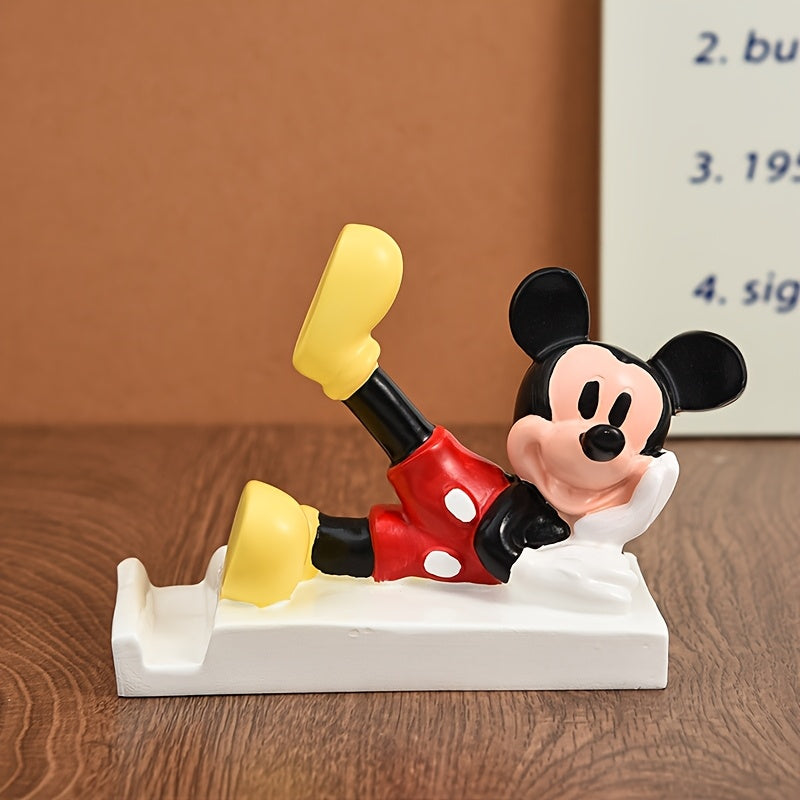 Soporte para teléfono móvil de Disney Mickey, adornos de escritorio y decoración de oficina, artesanías de resina para el interior del coche, regalos ideales para amigos