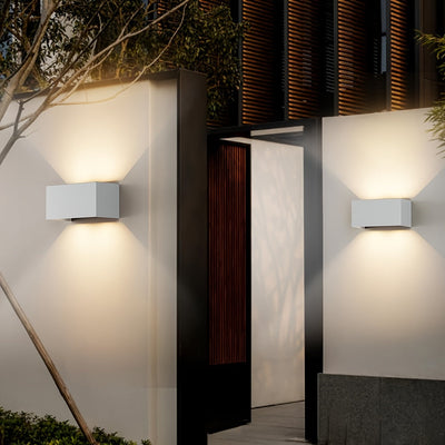 Luz de pared LED con cabeza doble y cabeza simple, luz de jardín de porche con temperatura blanca cálida de 3000K, iluminación comercial para calles y áreas, decoración de balcones y patios con lámpara de iluminación.
