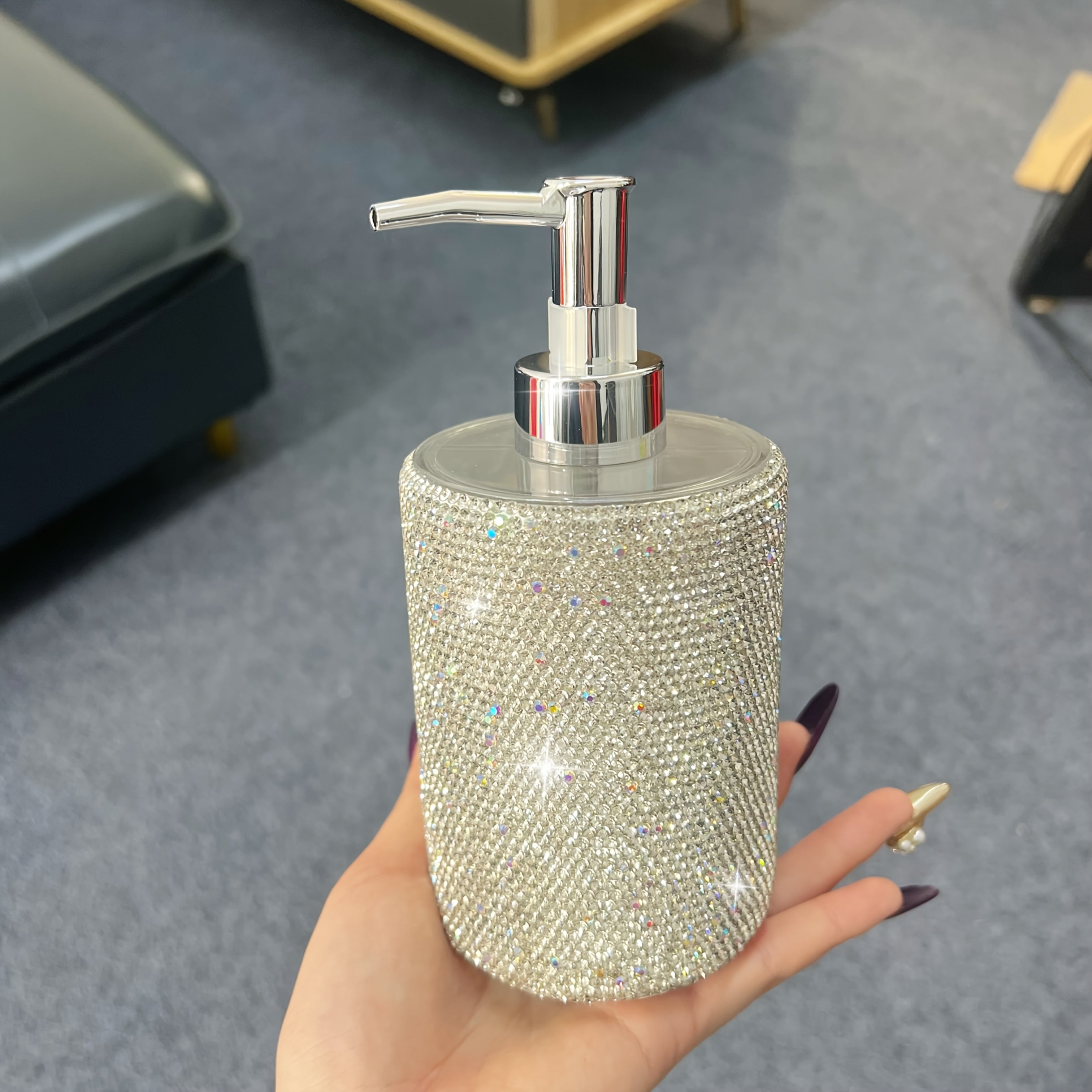 Botella de condicionador de baño de diamantes creativos de lujo, champú, gel de ducha, botella vacía de plástico de alta gama, presurizada, dividida, nueva.