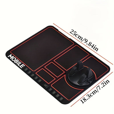 Soporte para Teléfono de Tablero del Coche con Placa de Matrícula Temporal y Aromaterapia, Base Antivibración Universal, Alfombrilla Antideslizante Compatible con 4 en 1