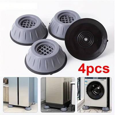 4 Piezas de Almohadillas Antivibración para Lavadora - Amortiguadores Reforzados, Estabilizadores Antideslizantes para Lavadoras y Refrigeradores, Diseño en Plástico Gris