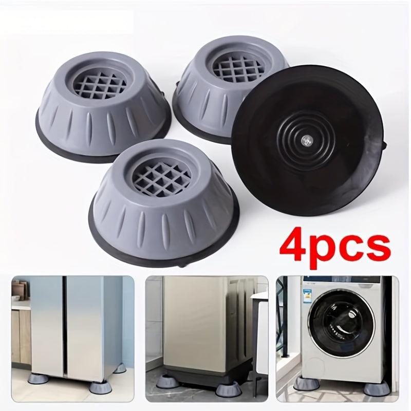 4 Piezas de Almohadillas Antivibración para Lavadora - Amortiguadores Reforzados, Estabilizadores Antideslizantes para Lavadoras y Refrigeradores, Diseño en Plástico Gris
