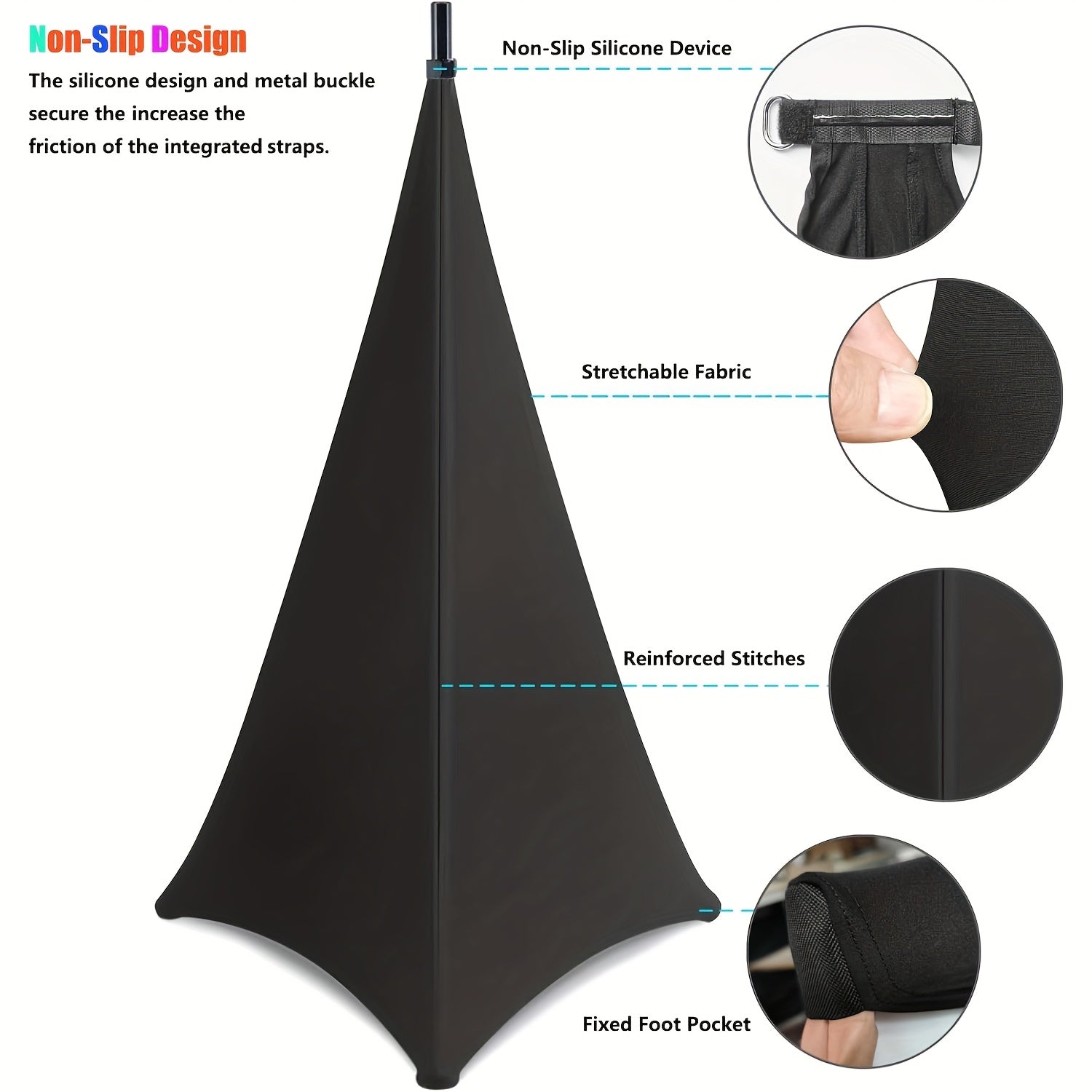 2 Juegos de Fundas para Soportes de Altavoces, Falda de Tripode para DJ con Bolsa de Viaje, Adecuado para Altavoces/Luz y Actuaciones en Escena, Bodas y Eventos de Banquete