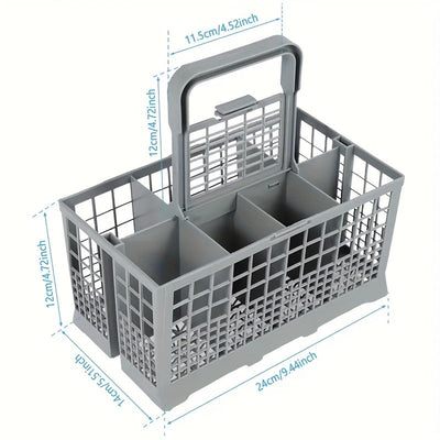 1pc Cesta Plegable para Platos con Porta-Cubiertos - Ahorra Espacio, Fácil de Limpiar, Plástico Duradero, Compatible con el 99% de los Lavavajillas de Tamaño Completo - Ideal para Almacenamiento de Cuchillos y Tenedores, Estante para Secar Platos