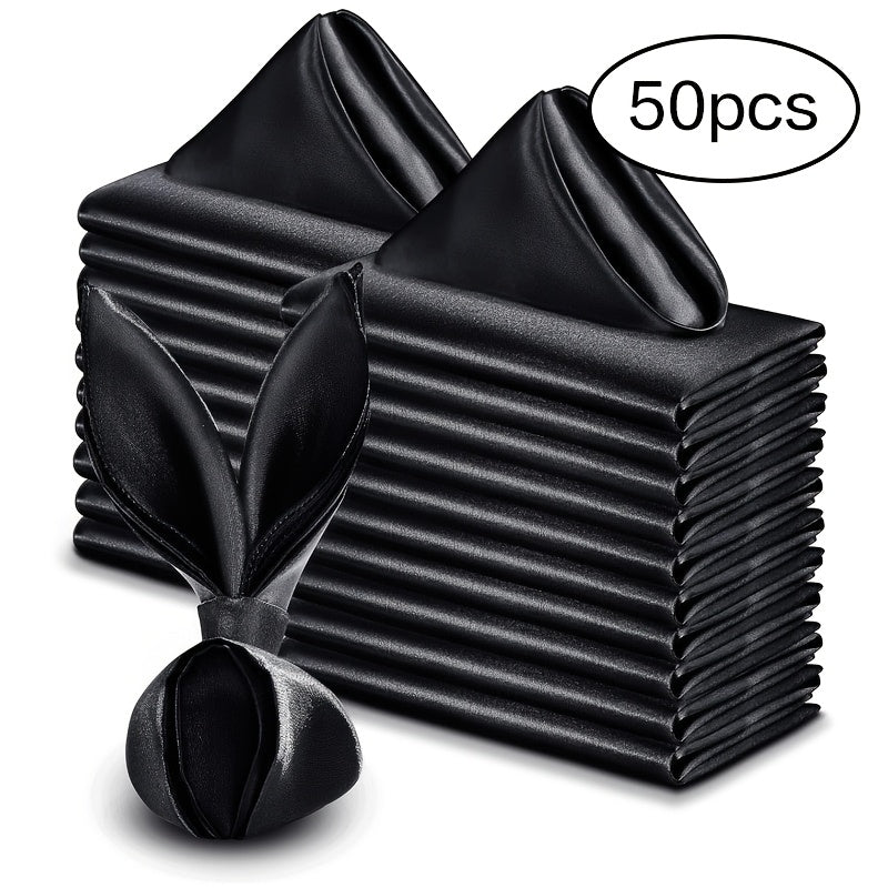 Servilletas de satén con borde bloqueado en color D, manteles cuadrados de poliéster de 30*30 cm (11.8*11.8 pulgadas), 50 piezas, servilleteros de seda satinada para mesa plegada de flores de hotel, decoración de fiesta y boda