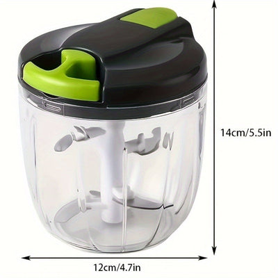 SENBOWE Cortador de alimentos manual multifuncional con mango y tapa - Cortador de verduras, prensa de ajo para cebolla, ajo, chile, zanahorias, jengibre, frutas - Regalo ideal para cocina (verde/azul/520ml/900ml), procesamiento de alimentos
