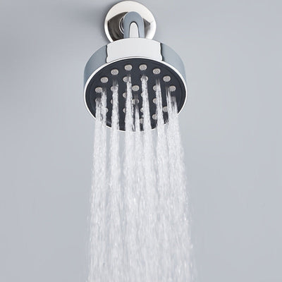 1pc Ducha de Lluvia Redonda de 3.9 Pulgadas - Plástico Duradero, Ahorro de Agua, Fácil Instalación, Suave con el Cabello y Color Beige Claro, Montaje en Pared para Relajación en Baño, Acabado Pulido, Diseño Eficiente, Experiencia Spa, Chorro Potente, Con