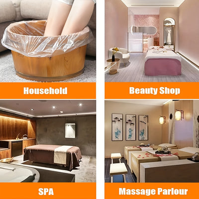 160 bolsas desechables para baño de pies, bolsas transparentes de plástico higiénicas y sin olor para cuidado de los pies en hogares, salones de belleza e hoteles