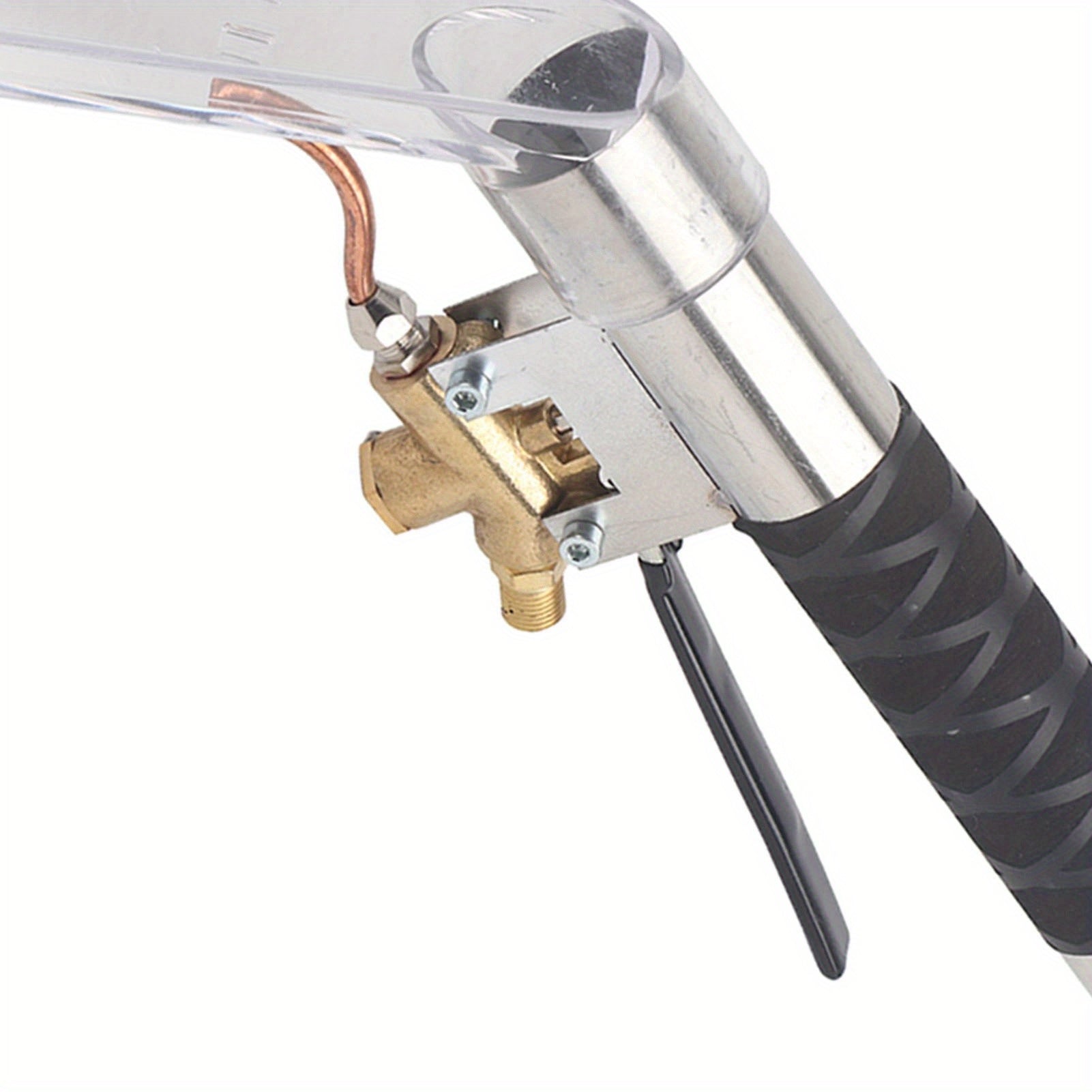 1 pieza de adaptador de vapor de acero inoxidable para aspiradora, accesorio para limpieza de autos, sofás y alfombras - Boquilla de vapor resistente a altas temperaturas con mango ergonómico, uso doméstico y para detalles de auto, acabado metálico elega