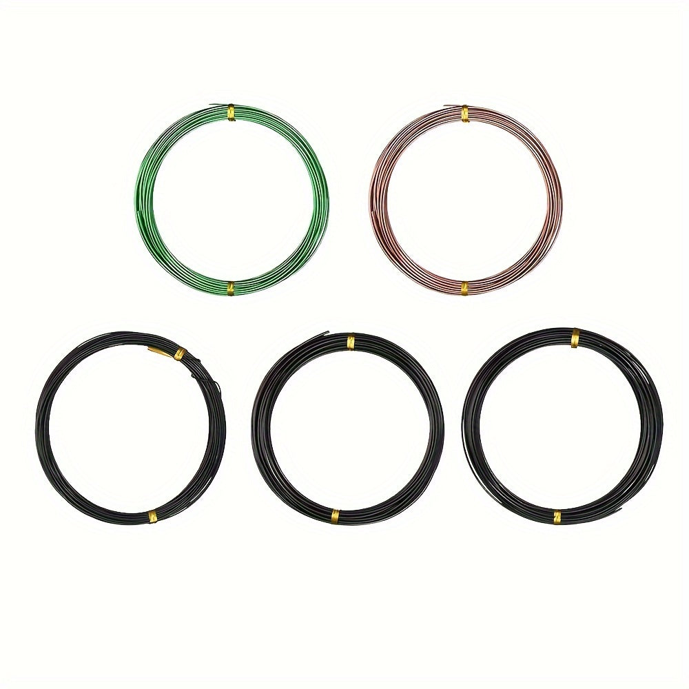 Kit de Herramientas y Alambre para Bonsái con 5 Rollos, Total de 164 Pies de Alambre para Árboles Bonsái, Adecuado para Árboles Bonsái de Interior, Tamaños Incluyen 1mm, 1.5mm, 2mm de Cable de Aluminio