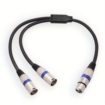 1pc Divisor de Audio Profesional XLR, Cable Adaptador Macho a Hembra de 19.69", Compatible con Mezclador, Cámara, Amplificador, Caja de Sonido, Micrófono, Amplificador de Potencia - Metal, Negro/Rojo/Azul, para PC