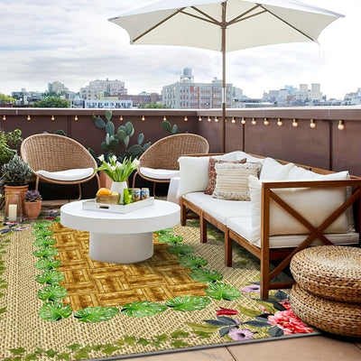 Decoración Exterior de Terciopelo/850g/m² Estilo Nórdico y Sudeste Asiático para Jardín, Ideal para Balcón de Banquete de Bodas, Ambiente Tropical de Lujo Ligero; Adorna Jardines, Crea un Toque Romántico con Forro Lavable Apto para Balcones, Piscina o Po