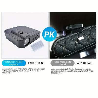 4 unidades de luces de bienvenida LED personalizables con diseño de fibra de carbono - Sin batería, alimentadas por batería, ideales para coches y SUV, perfectas para bodas, cumpleaños, fiestas y más, visualización de imagen personalizada, luces de boda
