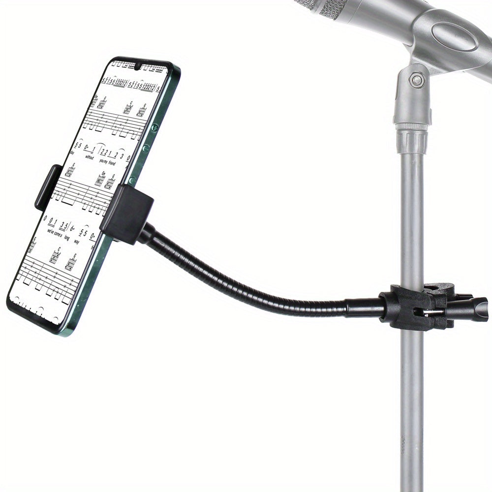 Soporte Ajustable para Teléfono en Soportes de Micrófono - ABS Duradero y Aleación de Aluminio, Rotación 360°, Montaje Sin Herramientas, Portátil Manos Libres para Smartphones (), Adaptador de Clip para Microphone, Accesorios de Actuación, Sujeción Segur