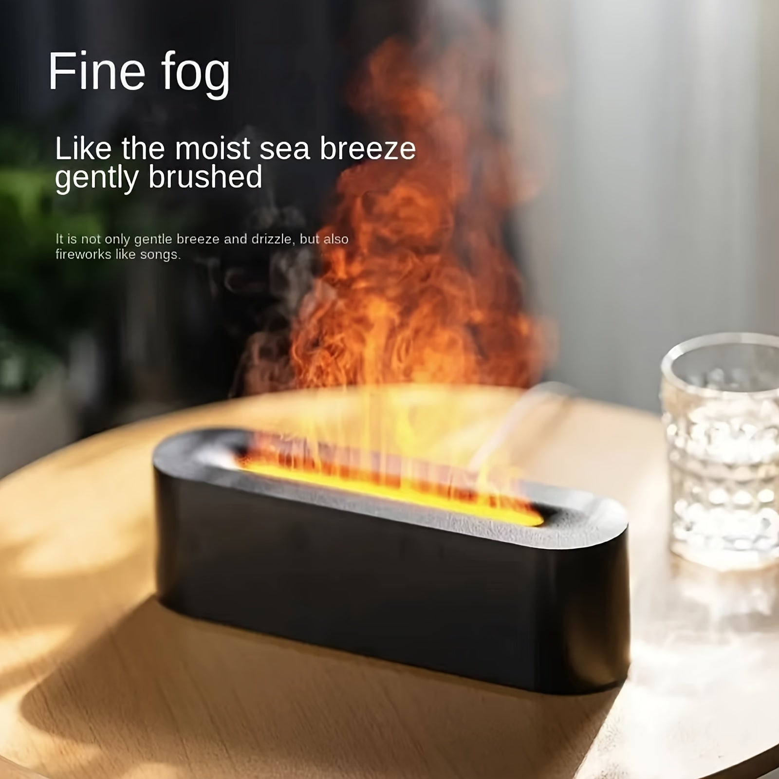 1 Juego, Humidificador De Llama Simulada Con Luz De Ambiente Colorida, Capacidad De Tanque De 150 ml, Alimentado Por USB, Humidificador De Efecto De Fuego 3D Para El Hogar, Dormitorio, Oficina, Control De Botón De Empuje, Cobertura De 10-20M2, Configurac