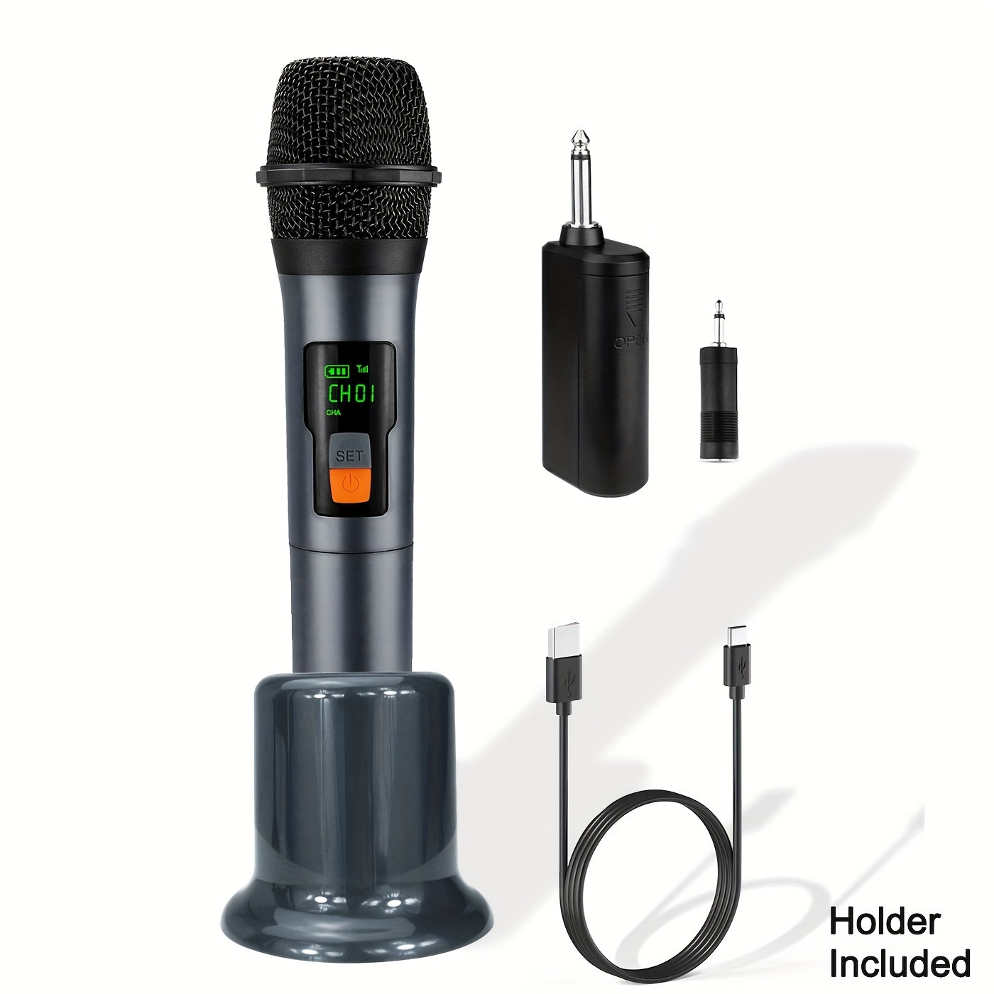 Microfono de Karaoke sin varillas, Micrófono Portátil para Fiestas en Casa, Regalo para Adultos con Soporte y Adaptador de 3.5mm Incluido