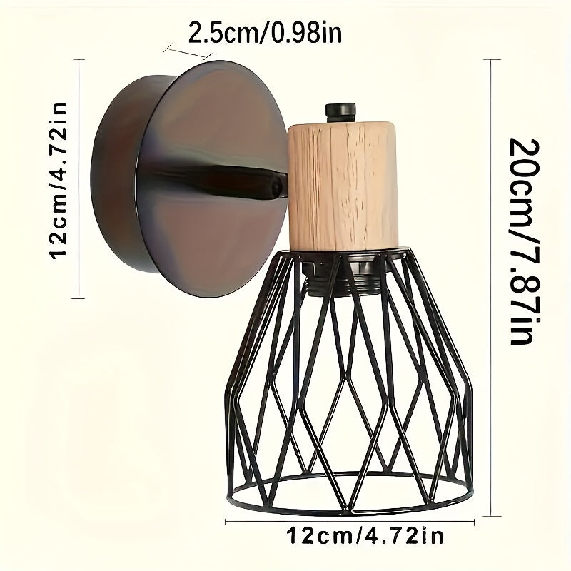 2 piezas de lámpara de pared estilo industrial - lámpara metálica de hierro, ideal para isla de cocina, dormitorio, sala, etc. - bombilla no incluida