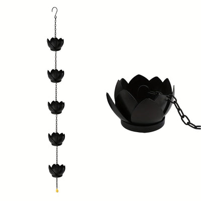 1pc Cadena de Lluvia Extra Larga de 51.2 Pulgadas - Elegante para Canaletas y Desagües, Decoración Exterior con Diseño Intrincado en Hojas, Material Resistente al Clima - Fácil Instalación con Eslabones, Ideal para Jardín y Patio