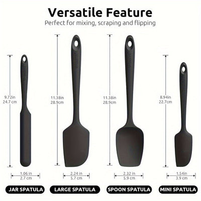 Juego de 4 espátulas de silicona resistentes al calor: U-Taste 600ºF de alta temperatura sin costuras, sin BPA, de grado alimenticio, flexibles, de goma, de silicona, para cocina, mezclas, horneado, raspador para utensilios de cocina antiadherentes, jueg
