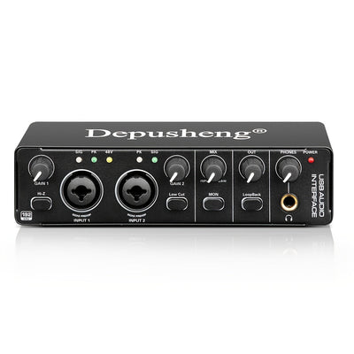 DEPUSHENG MD22 Interfaz de audio USB, 24 bits 192kHz, XLR con alimentación fantasma de 48V, baja latencia para grabación de música, transmisión, podcasting, compatible con PC/Win/Mac