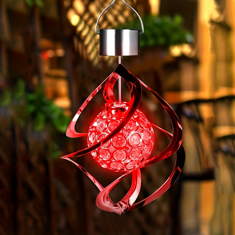 1 unidad] Luz colgante LED solar para exteriores con carillón plateado y luz decorativa de 7 colores, con degradado RGB