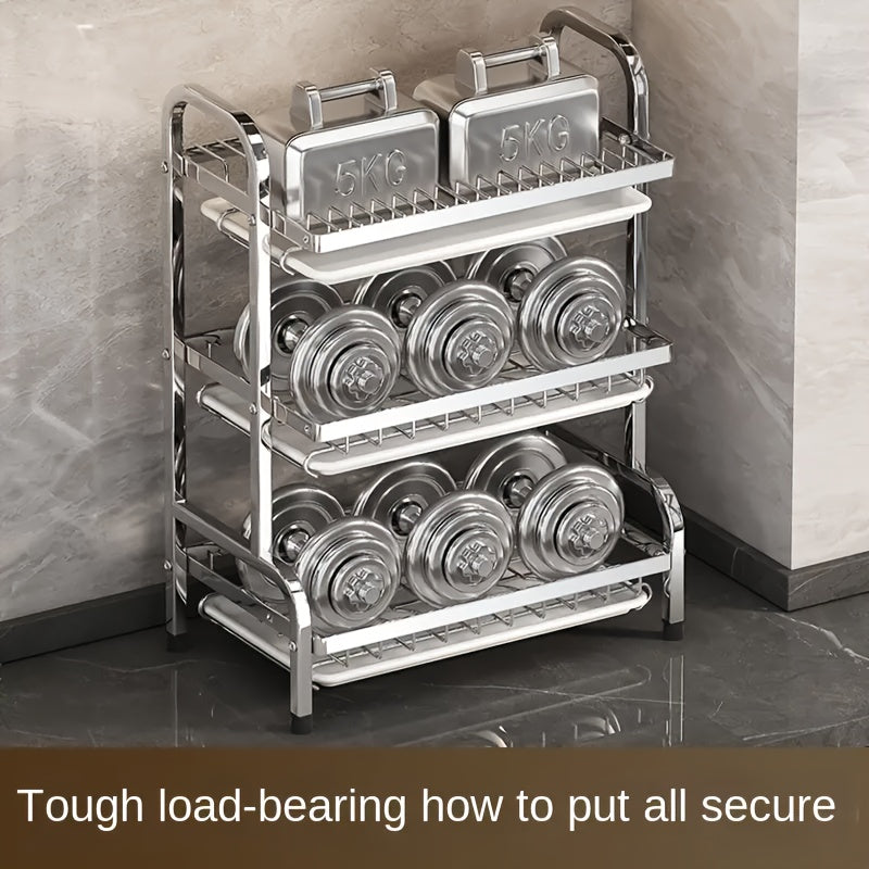 Organizador de cocina de acero inoxidable de 2 niveles con porta utensilios, ahorrador de espacio para platos, tazones y cubiertos (no incluye palas ni tablas)
