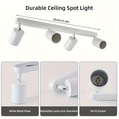 1pc Luz de techo industrial moderna vintage de 4 luces, Fijo de iluminación empotrada rotativa de arte de hierro simple, para pasillo, cocina, sala de estar, dormitorio, socket GU10 (bombilla no incluida), iluminación comercial, metal, con hardware de mo