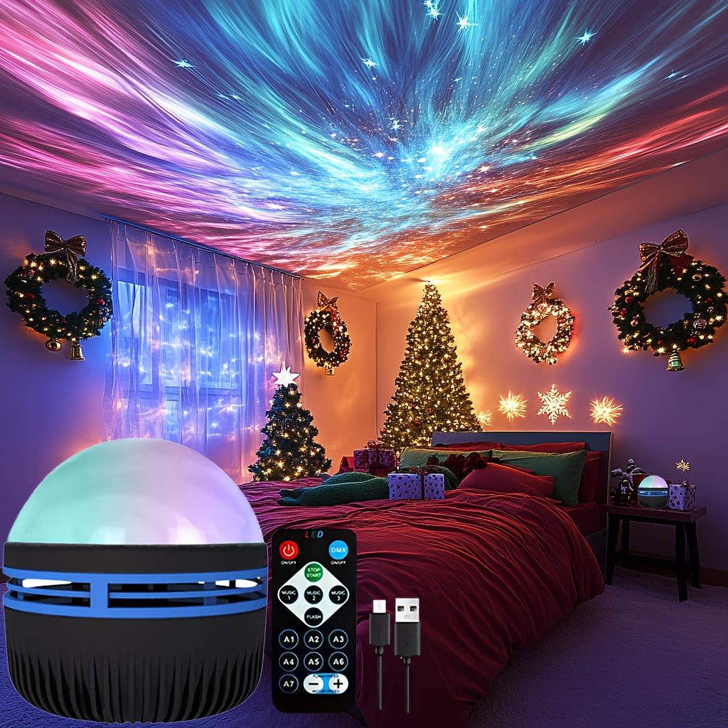 Lámpara LED de proyección de auroras boreales, efecto aurora boreal con control remoto, alimentación por USB, luz cambiante para decoración de dormitorio, sala de estar, oficina y fiestas, regalo perfecto para adolescentes, decoración para el hogar | Lám