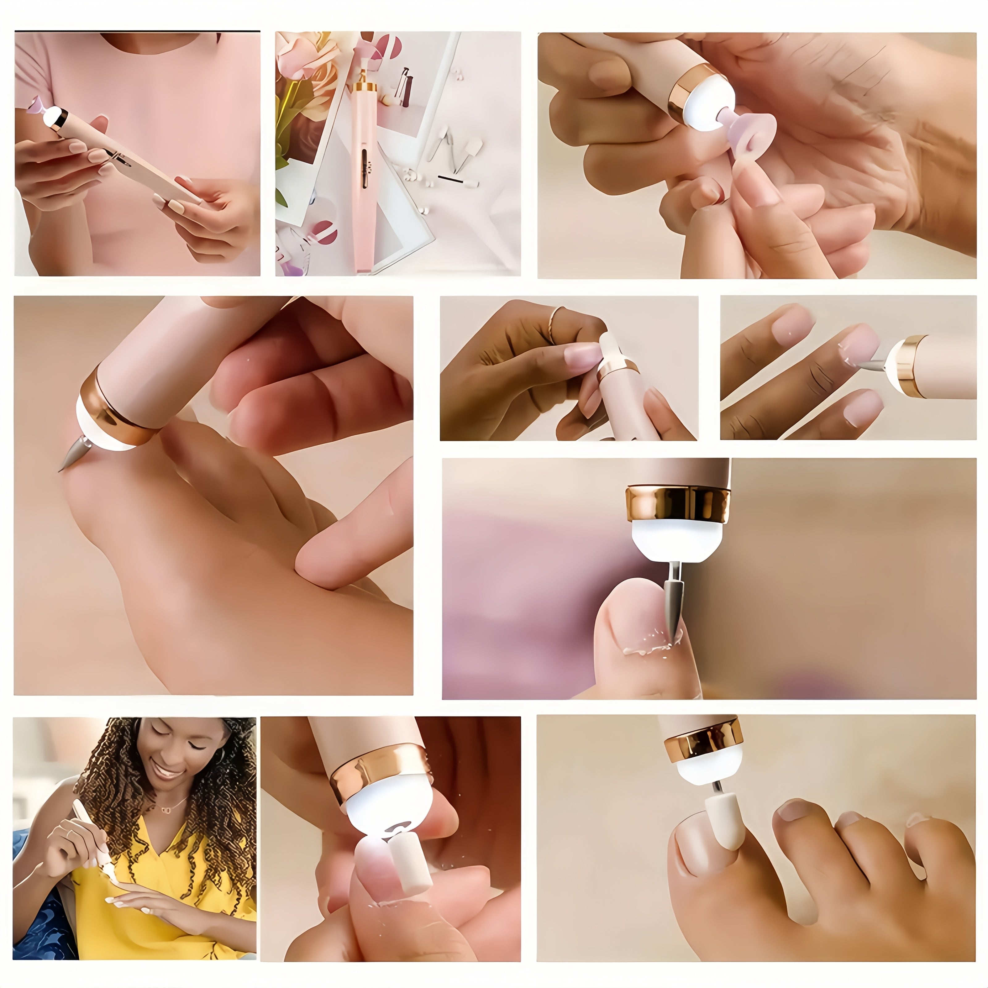 Broca Eléctrica USB de 2 Colores, Taladro Profesional para Uñas Acrílicas y Gel con Lima y Empujador de Cutículas, Luz LED Sin Olor, Batería de Litio Duradera, Juego Ideal para Regalo de Cumpleaños o Fiestas