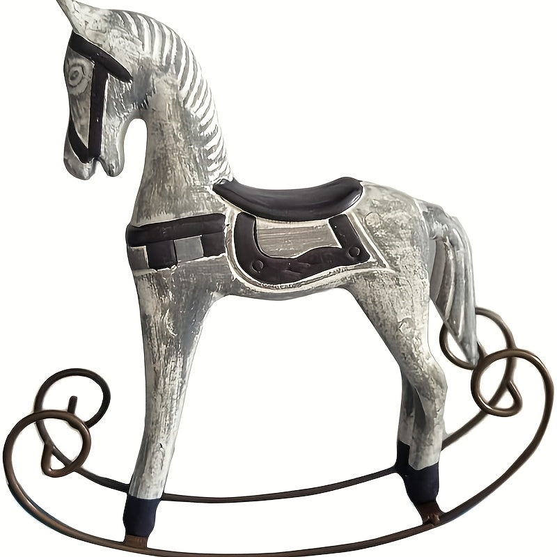 Caballo de Madera de Estilo Vintage - Estilo Nórdico, Acabado Pulido, Colores Mixtos - Perfecto para Decoración de Hogar y Oficina
