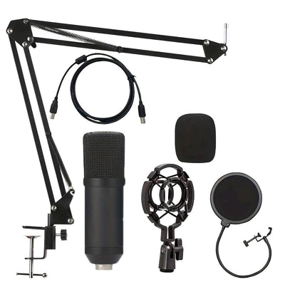 Kit de Micrófono de Condensador USB Profesional con Soporte de Brazo Metálico en Forma de Corazón – Plug & Play, Brazo Giratorio de 360°, Protección contra Rocío y Accesorios para Podcasting, Gaming y Grabación en Vivo, Kit de Micrófono para Podcasting|S
