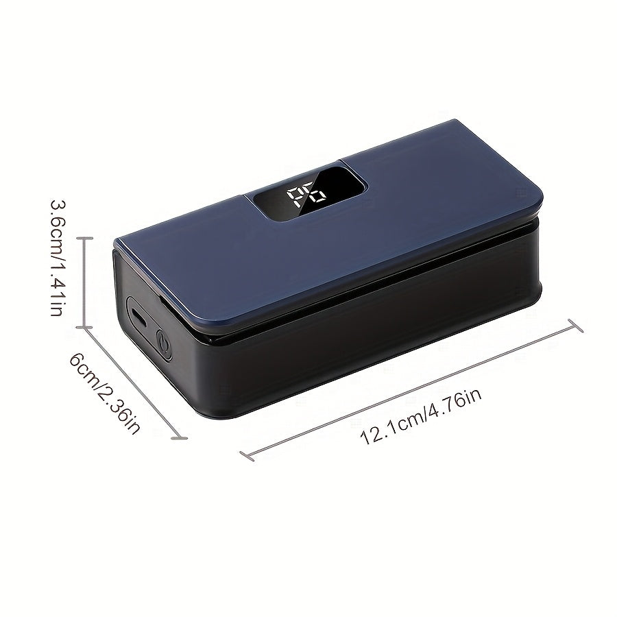 1 pieza de sellador de alimentos portátil recargable por USB con batería de litio de 1600 mAh - Preservador de snacks inalámbrico, a prueba de humedad, con pantalla ajustable de 6 niveles, temporizador de conteo, para interruptor y indicador de sellado c